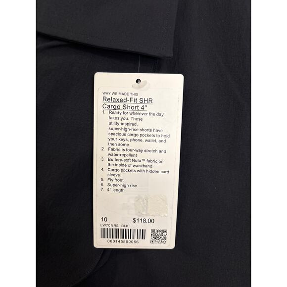 Lululemon Shorts Womens 10 Relaxed Fit Super High Rise SHR Cargo Short 4" Black - Picture 4 of 5